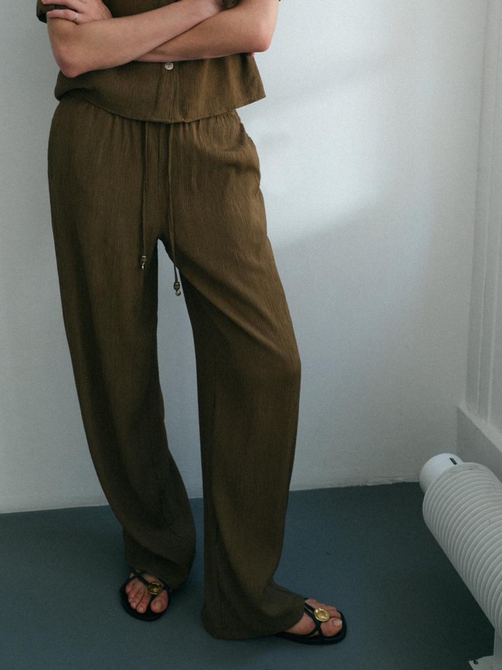 ZARA Flowy Straight Leg Drawstring Pants